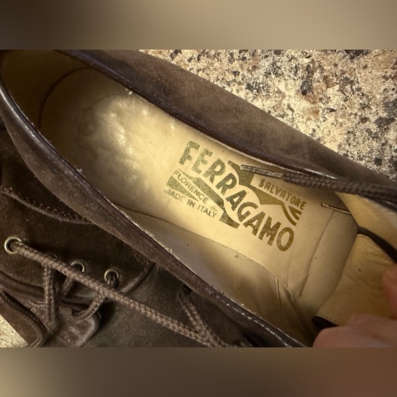 Salvatore Ferragamo Dark Brown Suede Oxfords - Picture 4 of 10
